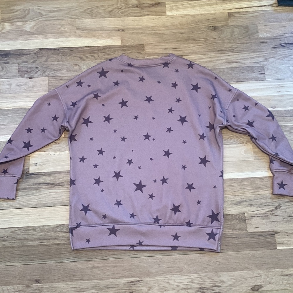 Star Patterned Crewneck Pullover Drop Shoulder Long Sleeve Sweatshirt Women’s S - Picture 11 of 12